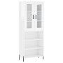 Credenza Bianco Lucido 69,5x34x180 cm in Legno Multistrato