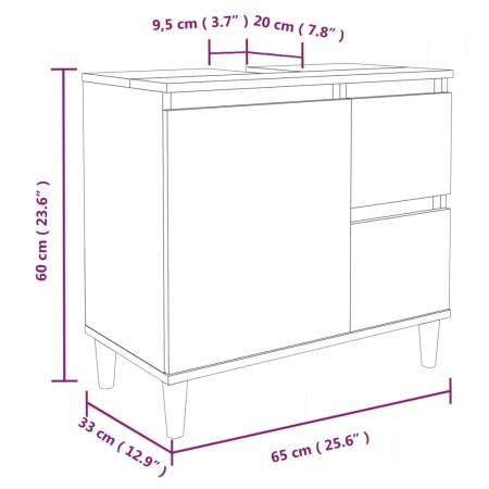 Armadietto da Bagno Bianco 65x33x60 cm in Legno Multistrato