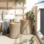 Tavolini da Giardino 2pz con Piano in Legno Beige in Polyrattan