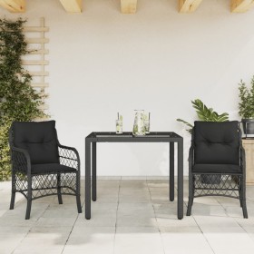 Set da Bistrò 3 pz con Cuscini Nero in Polyrattan