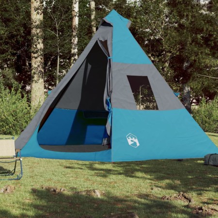 Tenda da Campeggio Tipi per 7 Persone Blu Impermeabile