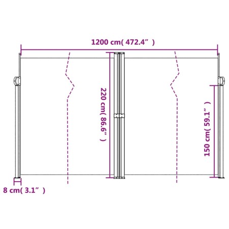 Tenda da Sole Laterale Retrattile Marrone 220x600 cm