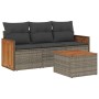 Set Divani da Giardino 4 pz con Cuscini in Polyrattan Grigio