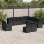 Set Divani da Giardino 13pz con Cuscini Nero in Polyrattan