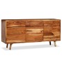 Credenza in Legno Massello con Ante Intagliate 160x40x75 cm