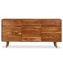 Credenza in Legno Massello con Ante Intagliate 160x40x75 cm