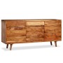 Credenza in Legno Massello con Ante Intagliate 160x40x75 cm