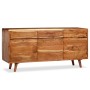 Credenza in Legno Massello con Ante Intagliate 160x40x75 cm