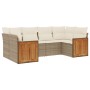 Set Divano da Giardino 6 pz con Cuscini Beige in Polyrattan