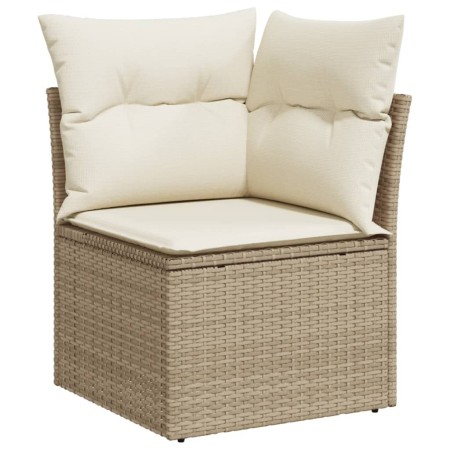 Set Divano da Giardino 9 pz con Cuscini Beige in Polyrattan