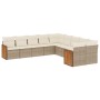 Set Divano da Giardino 10 pz con Cuscini Beige in Polyrattan