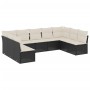 Set Divani da Giardino 9 pz con Cuscini Nero in Polyrattan