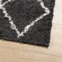 Tappeto Shaggy PAMPLONA a Pelo Lungo Nero e Crema 80x200 cm