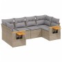 Set Divano da Giardino 6 pz con Cuscini Beige in Polyrattan