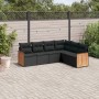 Set Divano da Giardino 6 pz con Cuscini Nero in Polyrattan