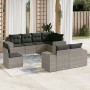 Set Divano da Giardino 8 pz con Cuscini Grigio in Polyrattan