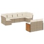 Set Divano da Giardino 9 pz con Cuscini Beige in Polyrattan