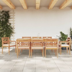 Set Pranzo Giardino 9pz con Cuscini Bianchi Legno Massello Teak