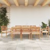 Set Pranzo Giardino 9pz con Cuscini Bianchi Legno Massello Teak