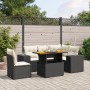 Set Divano da Giardino 6 pz con Cuscini Nero in Polyrattan