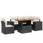 Set Divano da Giardino 6 pz con Cuscini Nero in Polyrattan