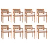 Set Pranzo Giardino 9pz con Cuscini Bianchi Legno Massello Teak