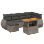 Set Divani da Giardino 7 pz con Cuscini Grigio in Polyrattan
