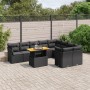 Set Divani da Giardino 10pz con Cuscini in Polyrattan Nero