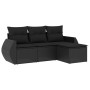 Set Divani da Giardino 4 pz con Cuscini Nero in Polyrattan