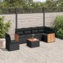 Set Divani da Giardino con Cuscini 7pz Nero Polyrattan