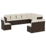 Set Divani da Giardino 10pz con Cuscini in Polyrattan Marrone