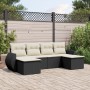 Set Divano da Giardino 6 pz con Cuscini Nero in Polyrattan