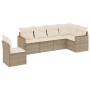 Set Divano da Giardino 6 pz con Cuscini Beige in Polyrattan