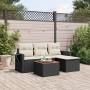 Set Divani da Giardino 5 pz con Cuscini in Polyrattan Nero