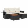 Set Divani da Giardino 5 pz con Cuscini in Polyrattan Nero