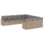 Set Divani da Giardino 11 pz con Cuscini Beige in Polyrattan