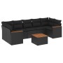 Set Divani da Giardino con Cuscini 8 pz Nero in Polyrattan