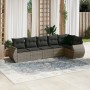 Set Divano da Giardino 6 pz con Cuscini Grigio in Polyrattan