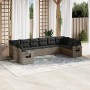 Set Divano da Giardino 10 pz con Cuscini Grigio in Polyrattan