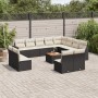 Set Divani da Giardino 13pz con Cuscini Nero in Polyrattan