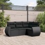 Set Divani da Giardino 4 pz con Cuscini Nero in Polyrattan