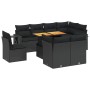 Set Divani da Giardino 9 pz con Cuscini Nero in Polyrattan