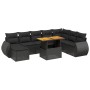 Set Divani da Giardino 9 pz con Cuscini Nero in Polyrattan