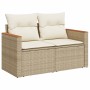 Set Divano da Giardino 5 pz con Cuscini Beige in Polyrattan