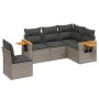 Set Divano da Giardino 5 pz con Cuscini Grigio in Polyrattan