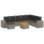 Set Divano da Giardino 9 pz con Cuscini Grigio in Polyrattan