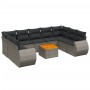 Set Divano da Giardino 10 pz con Cuscini Grigio in Polyrattan