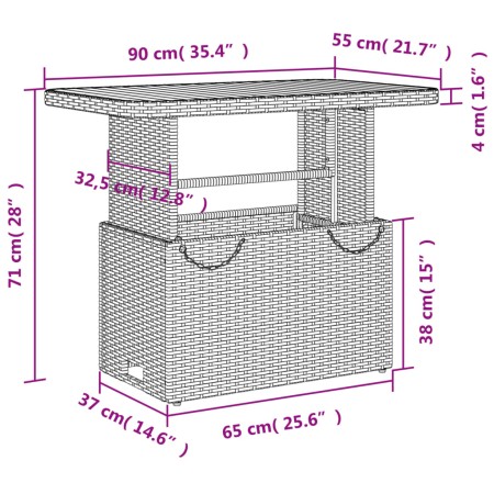 Set da Pranzo da Giardino 2 pz con Cuscini Nero in Polyrattan