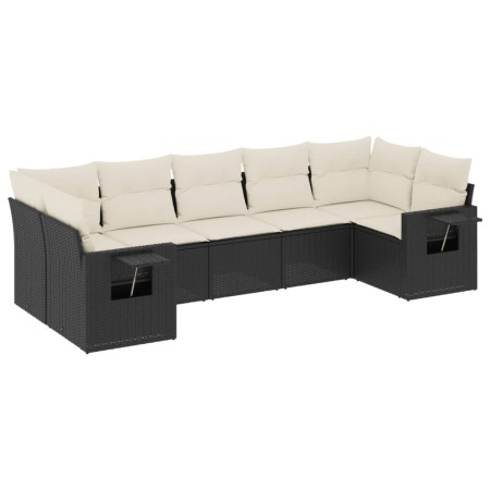 Set Divani da Giardino con Cuscini 7pz Nero Polyrattan