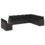 Set Divani da Giardino 10pz con Cuscini in Polyrattan Nero